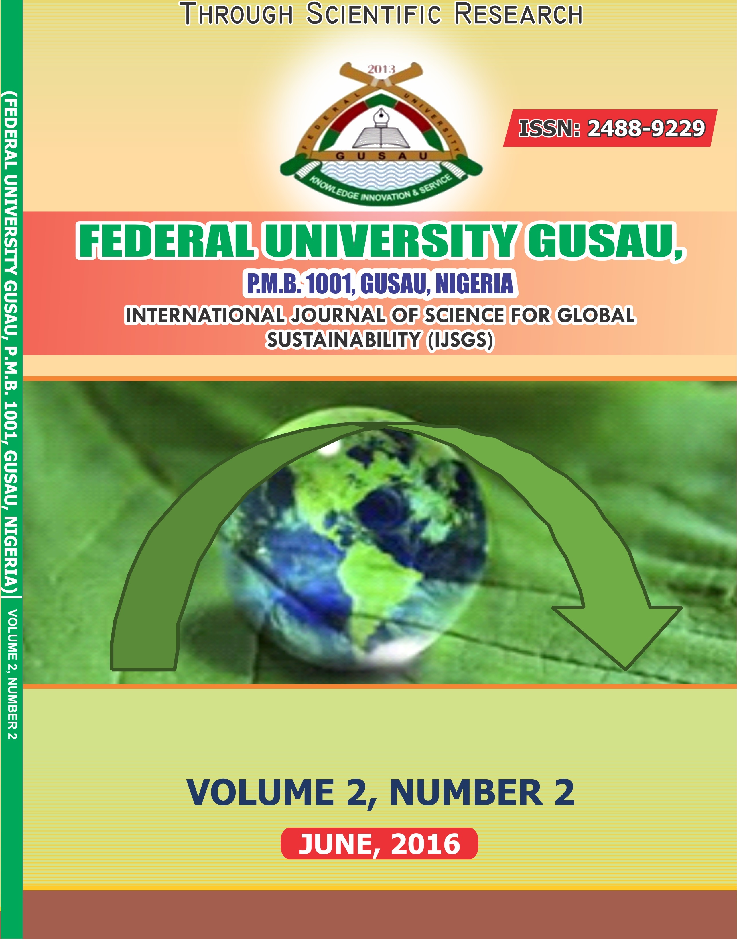 					View Vol. 2 No. 2 (2016): INTERNATIONAL JOURNAL OF SCIENCE FOR GLOBAL SUSTAINABILITY (IJSGS)
				